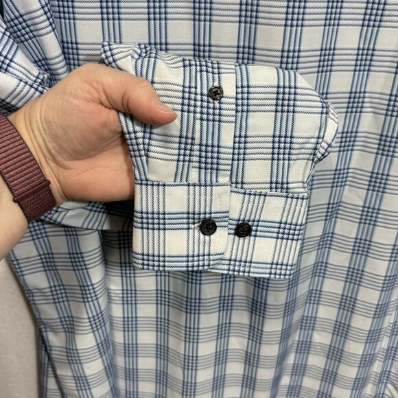 NEW Jos. A. Bank Traveler Tailored Fit Blue Plaid Button-Down Shirt Men's 2XLT - Picture 10 of 12